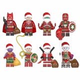 Wholesale - 8Pcs Santa Super Heroes Minifigures Ironman Spiderman Building Blocks Mini Figures Toys Christmas Gift WM6104