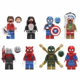 Wholesale - 8Pcs Super Heroes Minifigures Spiderman Collection Building Blocks Mini Figures Toys X0282