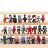 wholesale - 26Pcs Set Marvel's Super Heroes Anime Action Figures Iron Man Spider-man Hulk Superman Batman Cake Toppers PVC Toys 
