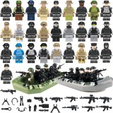 Wholesale - SWAT Military Building Blocks Toys Mini Figures Set - 2 Boats + 28Pcs Soldiers Minifigures with Weapons and Accessor