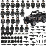 Wholesale - SWAT Military Building Blocks Mini Figures Set - SUV + 24Pcs Soldiers Minifigures with Weapons and Accessories