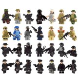 Wholesale - 28Pcs SWAT Military Soldiers Minifigures Set Building Blocks Mini Figures with Weapons and Accessories 