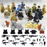 Wholesale - 16Pcs SWAT Military Soldiers Minifigures Set Building Blocks Mini Figures with Weapons and Accessories 