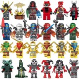 wholesale - 24Pcs Ninjago Minifigures with Weapons Sets Battle Building Blocks Mini Figures Deluxe Collectible Toys 