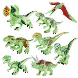 Wholesale - 8Pcs Dinosaurs Mini Figures Jurassic World Dino Building Blocks Toys with Moving Parts YG77010
