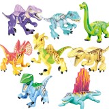 Wholesale - 8Pcs Dinosaurs Mini Figures Jurassic World Dino Building Blocks Toys with Moving Parts YG77086