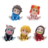 Wholesale - 5Pcs Demon Slayer Action Figures PVC Display Models Kids Toys Cake Toppers Sitting Posture 5.5CM/2.2Inch Tall