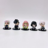 Wholesale - 5Pcs Demon Slayer PVC Action Figures Display Models Kids Toys Cake Toppers Sitting Posture with Baseplates 4CM/1.6In
