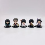 Wholesale - 5Pcs Demon Slayer Action Figures PVC Display Models Toys Cake Toppers Sitting Posture with Baseplates 4CM/1.6Inch Ta