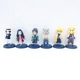 Wholesale - 6Pcs Demon Slayer Action Figures PVC Display Models Kids Toys Cake Toppers with Baseplates 7CM/2.7Inch Tall