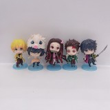 wholesale - 5Pcs Demon Slayer Action Figures PVC Display Models Toys Cake Toppers with Baseplates 7CM/2.7Inch Tall