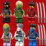wholesale - 6Pcs Set Ninjago Minifigures Kai Cole Zane Jay Blocks Mini Figures Toys