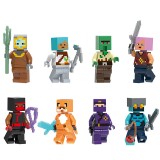 wholesale - 8Pcs Minecraft Minifigures Building Blocks Mini Figures Kids Toys Set G0105