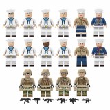 Wholesale - 16Pcs Military Series Minifigures Navy Building Blocks Mini figures Bricks Toys M8064