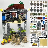 wholesale - Military WW2 Scout Tower Building Blocks and 8 Soldiers Minifigures Mini Figures with Weapons and Accessories
