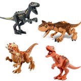 wholesale - 4Pcs Dinosaurs Building Blocks Miniature Action Figures Jurassic World Plastic Dino Figure Toys