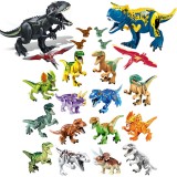 wholesale - 22Pcs MOC Dinosaurs Action Figures Jurassic World Dino Building Blocks Kids Toys T-Rex Carnotaurus Set A