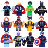 wholesale - Super Heroes Action Figures Building Blocks Wolverine Thor Batman Mini Figure Toys 12Pcs Set