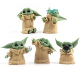 wholesale - 5Pcs Star Wars Baby Yoda Action Figures Display Models PVC Mini Figurines Toys 6-7cm/2.4-2.8Inch Tall
