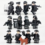 wholesale - 12Pcs SWAT Military Police Minifigures Building Blocks Mini Figures with Weapons and Accessories Gift for Kids M8002