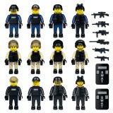 wholesale - 12Pcs SWAT Military Police Minifigures Set Building Blocks Mini Figures with Weapons and Accessories Gift for Kids N