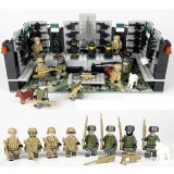 wholesale - Military Armory Depot Building Blocks Kit with 8 Soldiers Minifigures Set L-27 (1601A+8061)