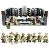 wholesale - Military Armory Depot Building Blocks Kit with 8 Soldiers Minifigures Action Figures Set L-26 (1601A+8050)