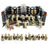 wholesale - Military Armory Depot Building Blocks Kit with 8 Soldiers Minifigures Action Figures Set L-25 (1601A+8019)