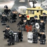 wholesale - 12Pcs Military SWAT Soldiers Minifigures + 1 Armored Car Building Blocks Mini Figures with Weapons and Accessories