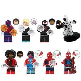 Wholesale - 8Pcs Super Heroes Building Blocks Spiderman Miles Spot Mini Action Figures DIY Bricks Toys Set G0124