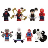 Wholesale - 8Pcs Super Heroes Building Blocks Iron Spider Man Miles Spot Mini Action Figures DIY Bricks Toys Set KT1069