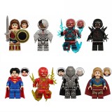 Wholesale - 8Pcs Super Heroes Building Blocks Supergirl Cyborg The Flash Mini Action Figures DIY Bricks Toys Set KT1071