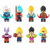 Wholesale - 8Pcs Dragon Ball Building Blocks Mini Action Figures Goku Gogeta Broli Kids Toys Set KF6182A