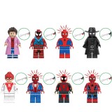 wholesale - 8Pcs/Set Super Heroes Spider-man Building Blocks Mini Action Figures Compatible DIY Bricks Toys G0126