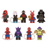 wholesale - 9Pcs Super Heroes Spider Man Building Blocks Assembly Mini Action Figures Plastic DIY Toys Kids Gift WM6052