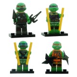 wholesale - 4Pcs Ninja Turtles Building Block Mini Figures DIY Assembly Bricks Toys with Baseplates NO.6998