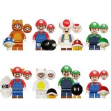 wholesale - 8Pcs Set Super Mario Luigi Kinopio Minifigures Building Blocks Mini Figure Toys KDL815