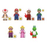 wholesale - 7Pcs Super Mario Luigi Yoshi Kinopio Wario Peach Building Blocks Mini Action Figures DIY Toys WM6103