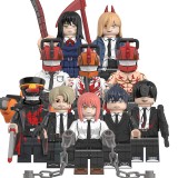 Wholesale - 9Pcs Chainsaw Man Anime Denji Makima Minifigures Building Blocks Mini Figure Toys WM6159