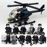 wholesale - 12Pcs Military SWAT Minifigures + 1 Helicopter Building Blocks Mini Figures Toys with Weapons and Accessories Set C