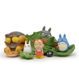 wholesale - 6Pcs Set Totoro with Leaf May Bus Cat Action Figures PVC Mini Figurines Toys Artwares