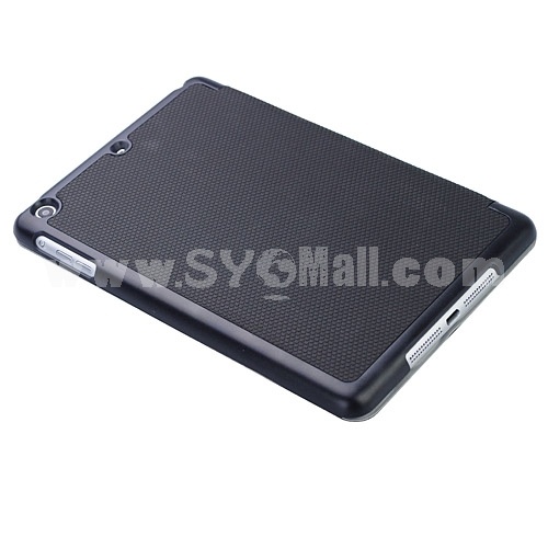 PU Leather+ Hard Plastic(Beside) Standing Stand Protection Cover Case for iPad Mini - Black