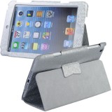Wholesale - Soft PU Leather Case Protective Cover Pounch Stand for iPad Mini - Silvery