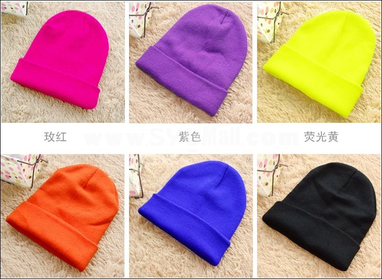 fluorescent color woolen hat