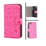 Wholesale - Magic Girl Series Leather Cover Case with Magnet Buckle for iPhone 4/4S-lihgt red