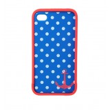 Wholesale - Protective and Elegant Mobile Case with Round Dots Covered with High Grade Paper Case for iPhone 4/4S-Blue and White