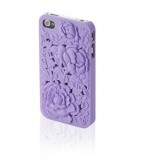 Wholesale - Stylish Rose Decorated PC Hard Plastic Back Cover Back Protector for iPhone4/4S-Purple