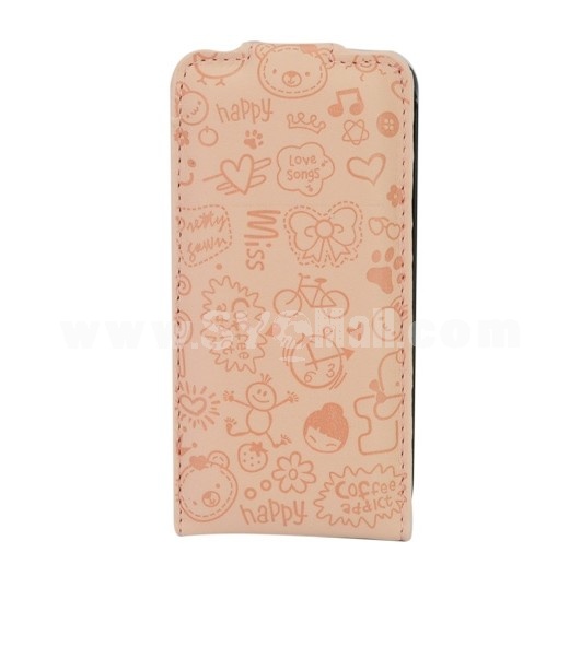 Magic Girl Series Leather Cover Case with Magnet Buckle for iPhone 4/4S-Light brown