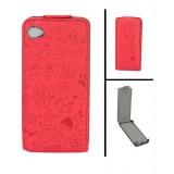 Wholesale - Magic Girl Series Leather Cover Case with Magnet Buckle for iPhone 4/4S- Red