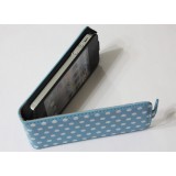 Wholesale - Blue Polka Dot Leather Flip Case Pouch For iPhone 4/4S
